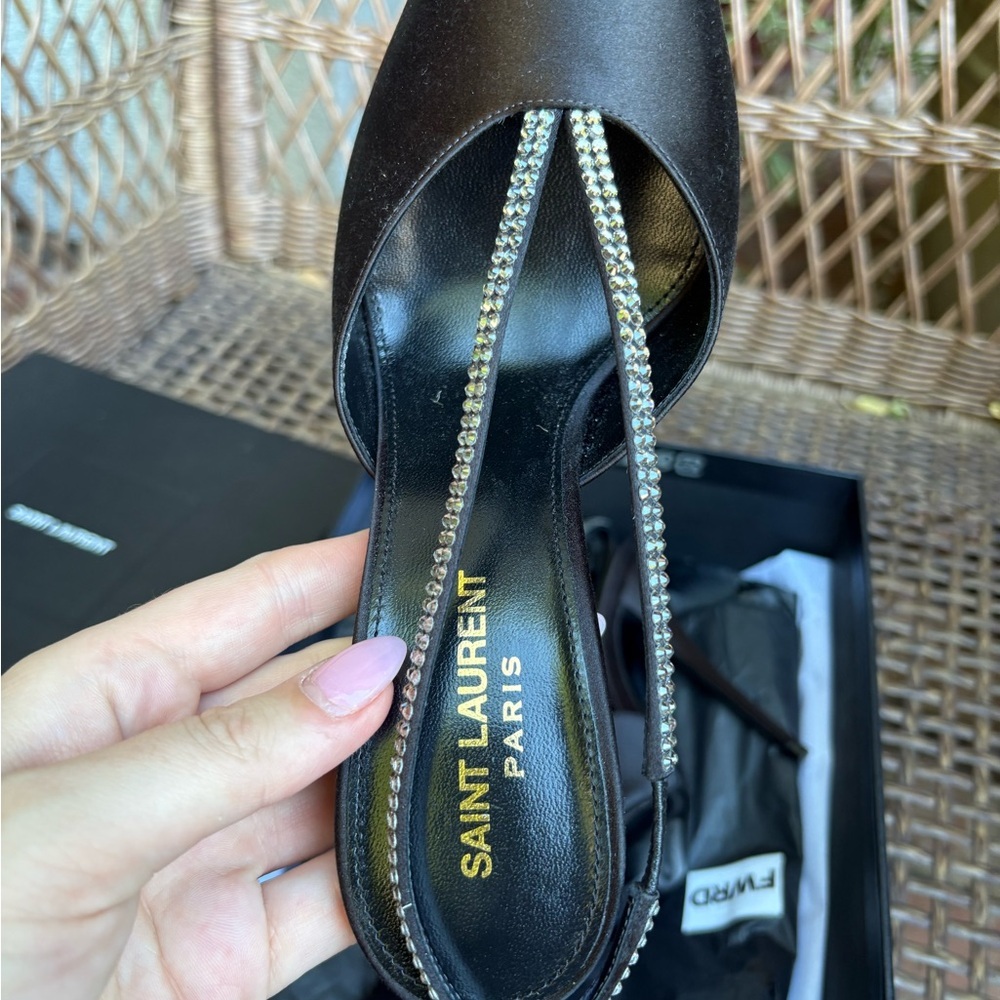 SAINT LAURENT Chacha Pump in Nero & Crystal Velvet New in Box! - Picture 13 of 16